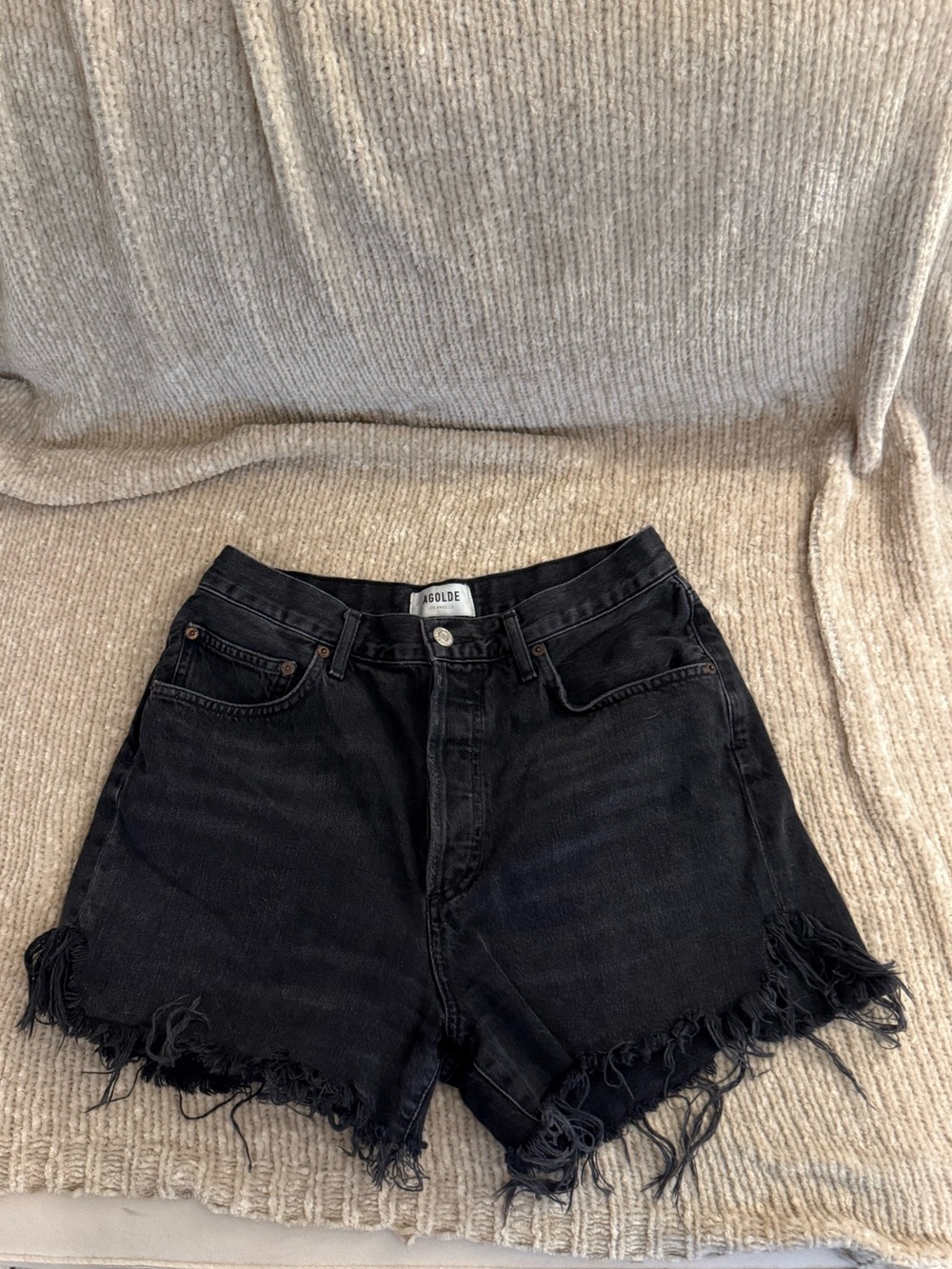 AGOLDE Black Denim Shorts